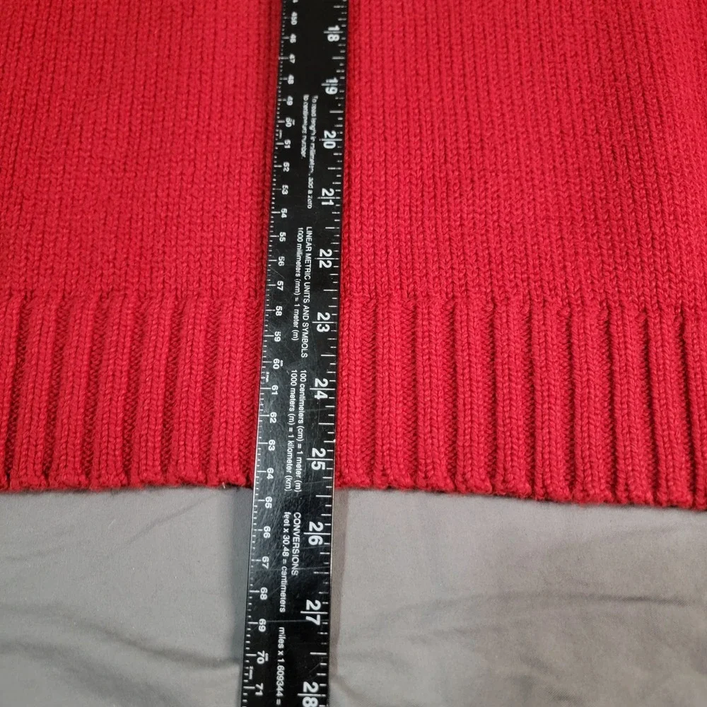 Vintage Polo Ralph Lauren Sweater Men's Large‎ Red 1/4 Zip 100% Cotton LS Pony